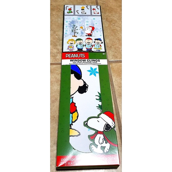 PEANUTS Charlie Brown & Snoopy Christmas Peel & Stick Window Clings - Picture 1 of 3
